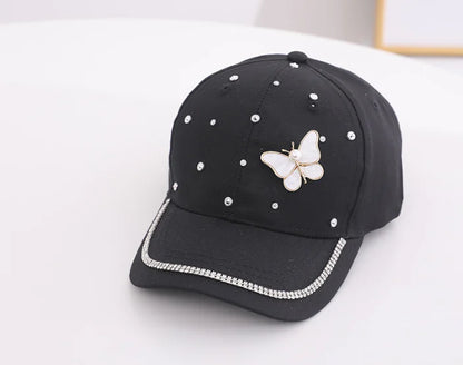 Girls' Pearl Butterfly Baseball Cap for Ages 2-6