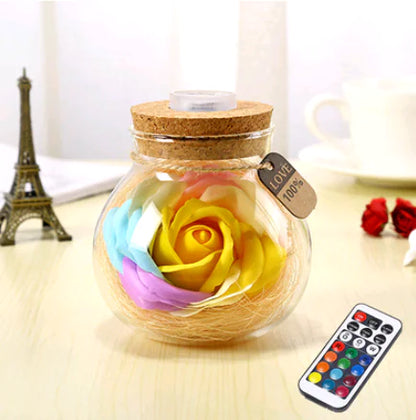 Creative Lucky Star Glass Bottle Soap Flower Night Light