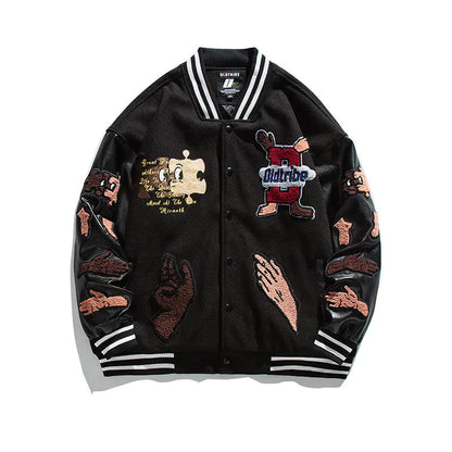 Men's Creative Pattern Print Loose Baseball Jacket