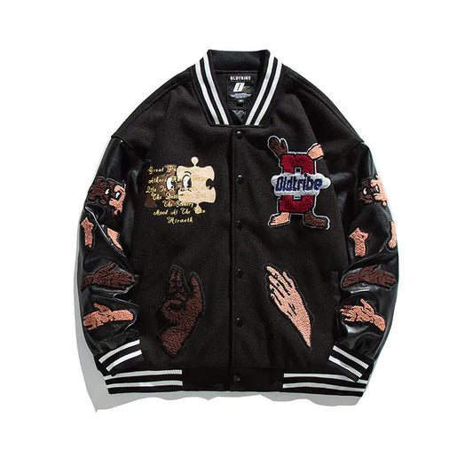 Men's Creative Pattern Print Loose Baseball Jacket