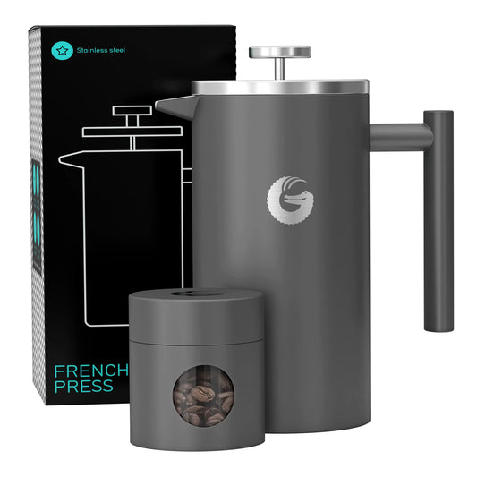 Gator Thermal French Press - Stainless Steel Insulated 34oz Brewer - Orange