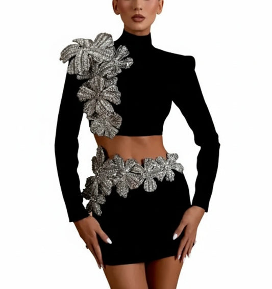 Black Top & Skirt Set