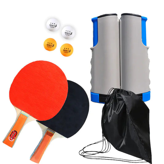 Regail Portable Table Tennis Racket Set with Net (4 Balls)