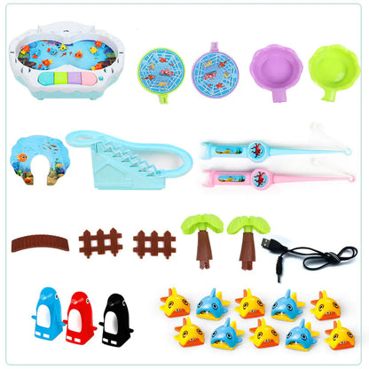 Musical Penguin Climbing Stairs Magnetic Fishing Toy