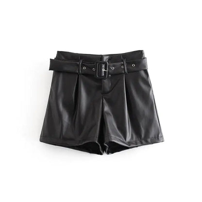 High Waist Faux Leather Shorts