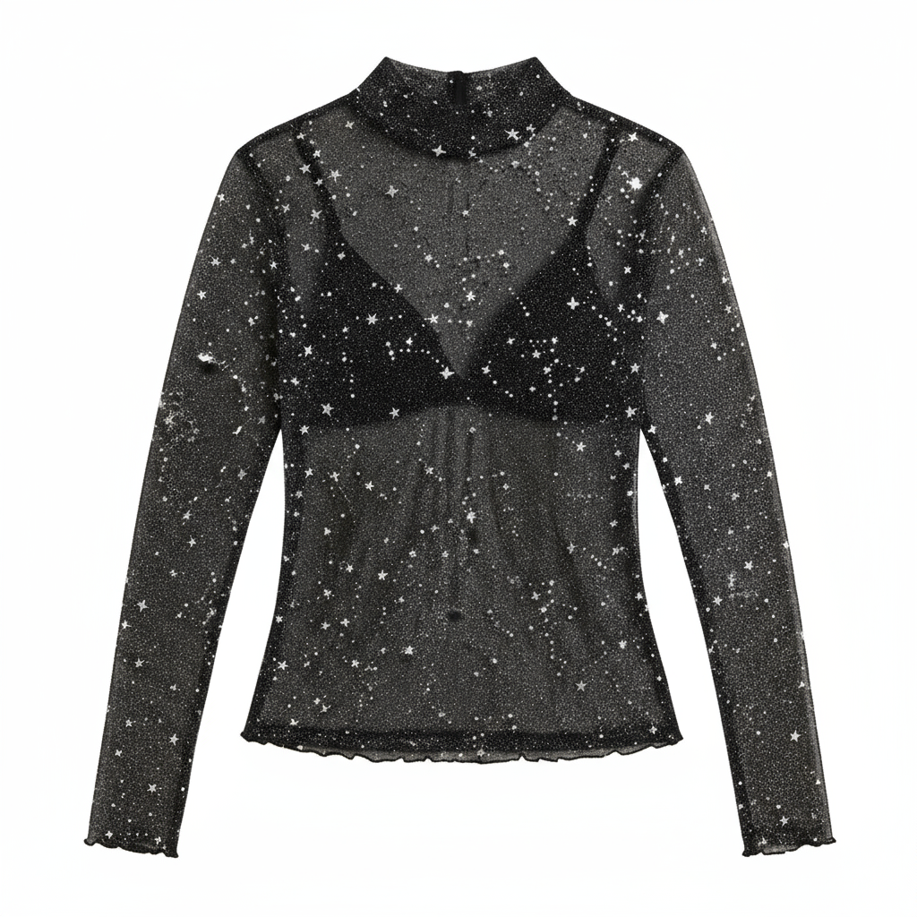 Black Sheer Mesh Top