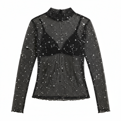 Black Sheer Mesh Top