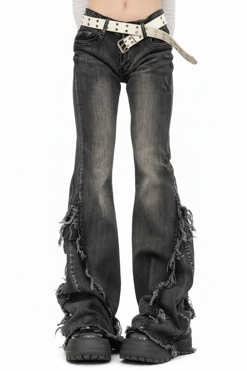 American-Style Retro Frayed Jeans