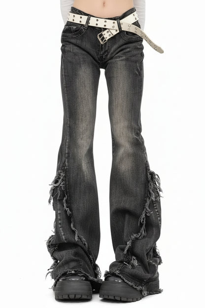 American-Style Retro Frayed Jeans