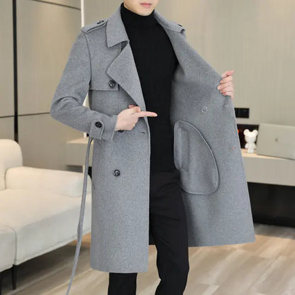 Men's Handmade Double-Sided Woolen Coat for Fall/Winter