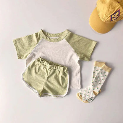 Kids Color Block T-Shirt & Shorts Set