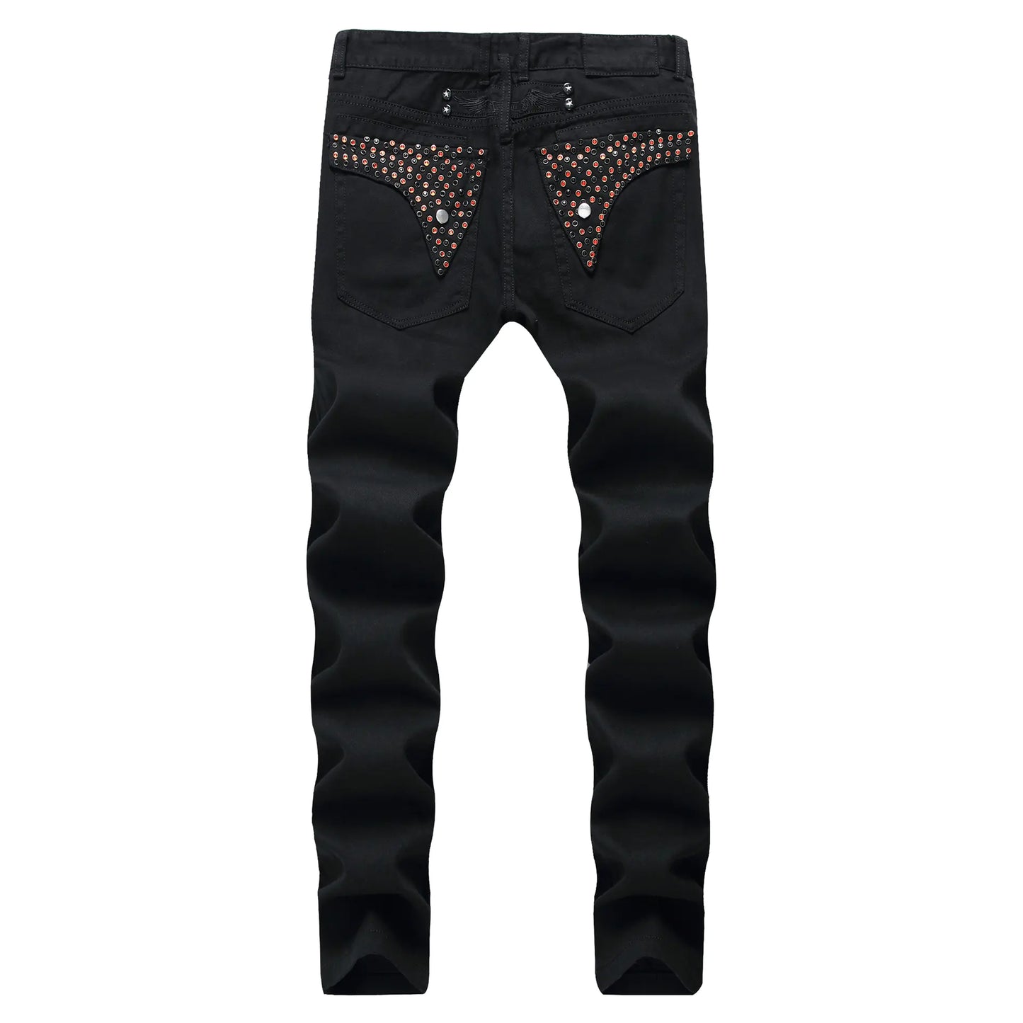 Men's Slim Fit Black Nail Straight Tube Jeans