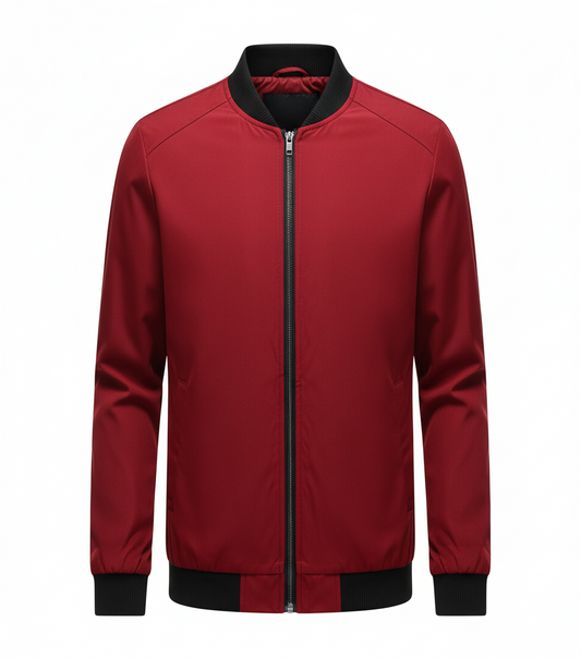 Men's Slim Fit Baseball Collar Jacket in Solid Color