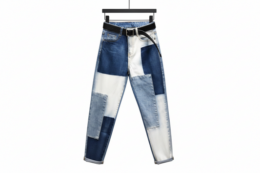 Chic Geometric Stitched Harem Jeans