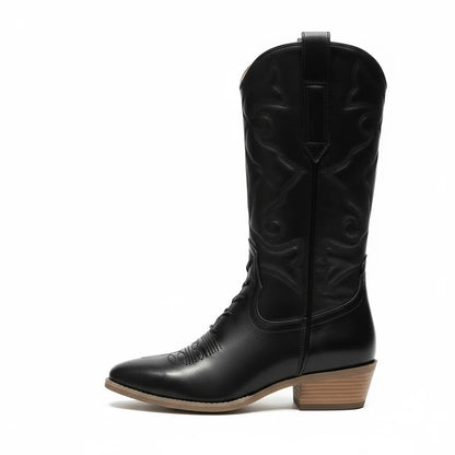 Women's Chic Gold Zip-Up Cowboy Boots